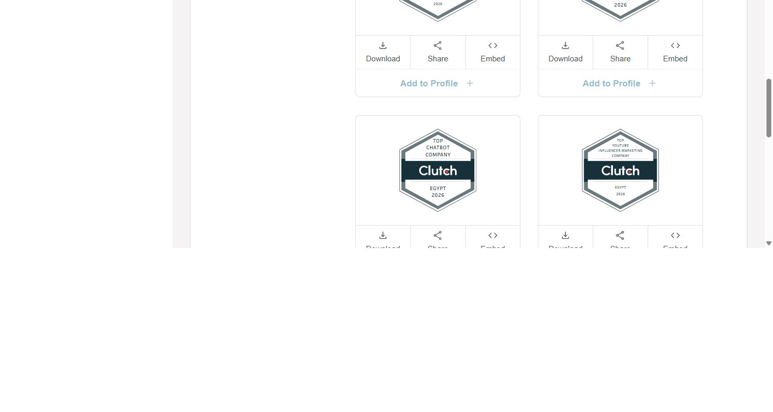 Voctos Top PPC, Chatbot and YouTube Influencer Marketing Company badges on Clutch Egypt 2026