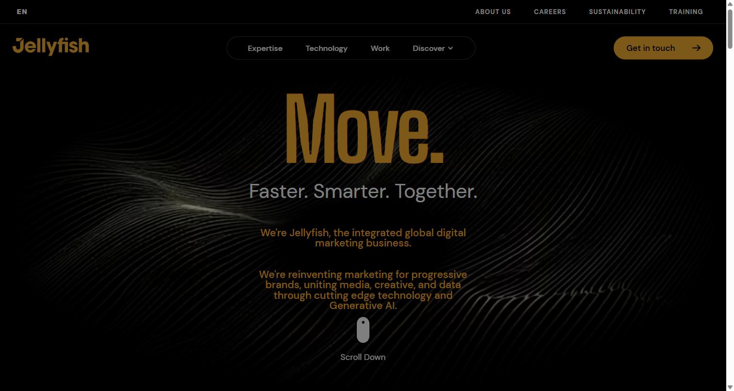 Jellyfish homepage, the agency behind the Share of Model AI measurement product with ChatGPT ad support