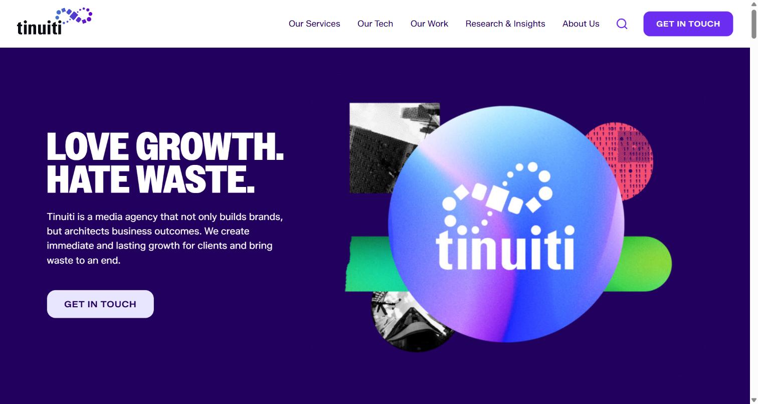 Tinuiti homepage, the performance agency behind Bliss Point and its Incrementality Lab measurement products