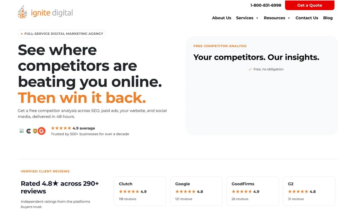 Ignite Digital website homepage