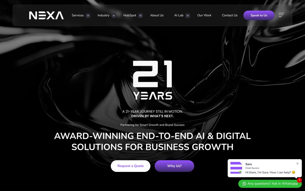 NEXA website homepage