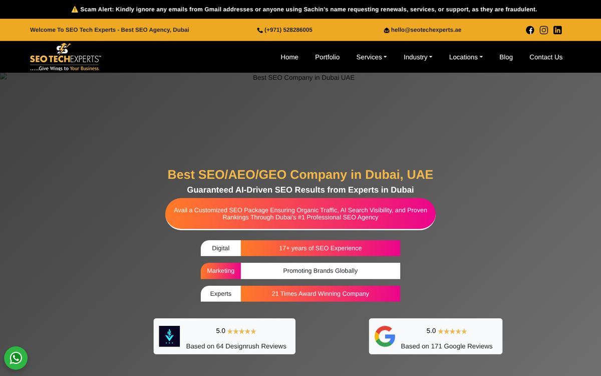 SEO Tech Experts website homepage