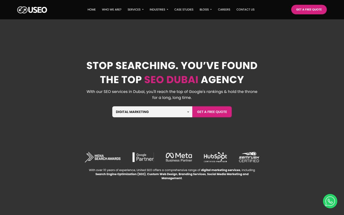 United SEO website homepage