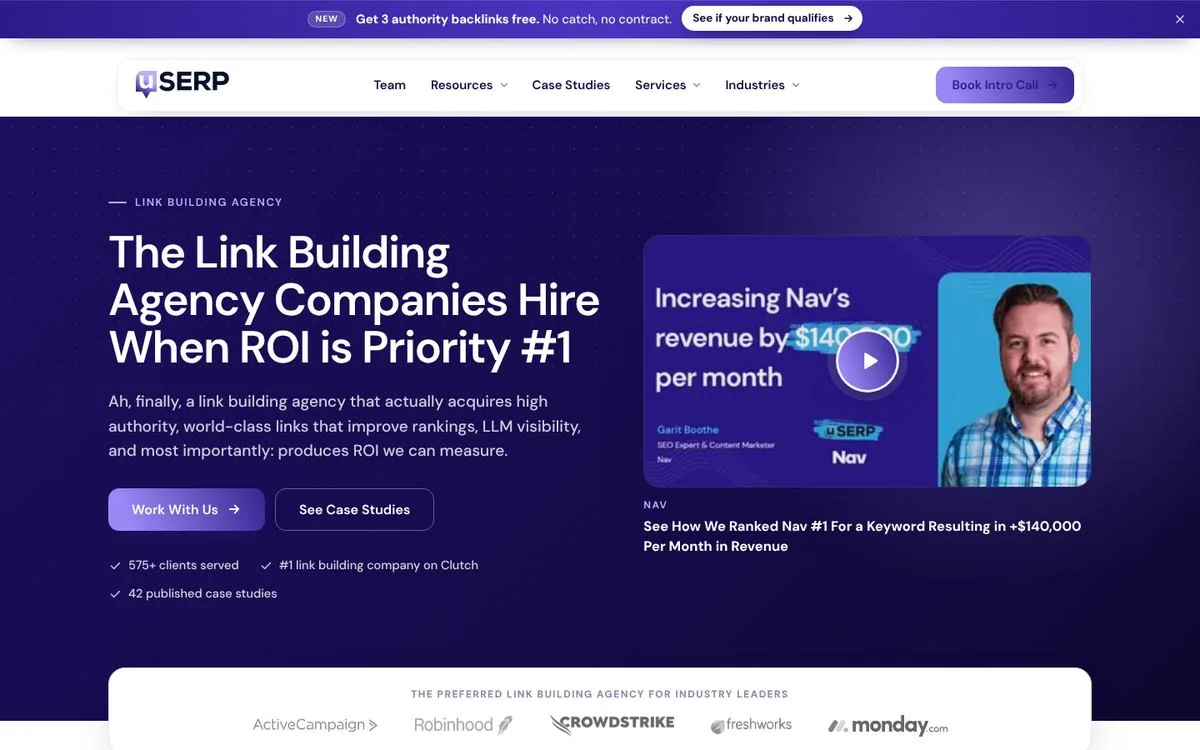 uSERP website homepage