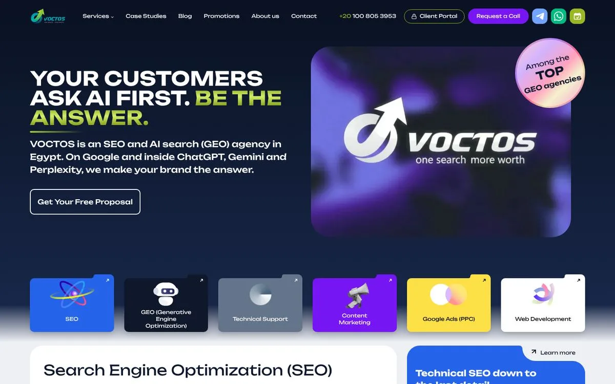 VOCTOS website homepage